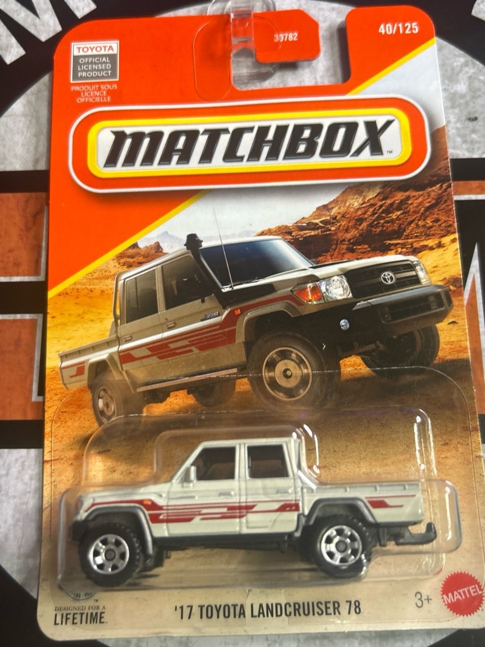 Matchbox White '17 Toyota Land Cruiser 78 Toy Truck with Red Striping